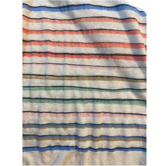 Democracy Pastel Stripe Linen Blend Tee Size 1X Tie Bottom‎ Summer Lightweight - Picture 5 of 7